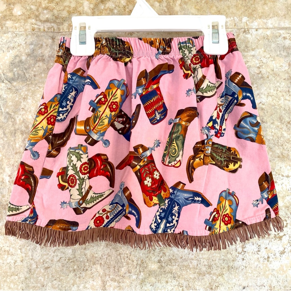 🪩Hannah Kate Pink Western Boot Print Skirt